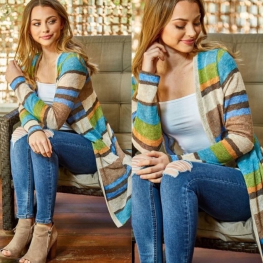 Beautiful Multi Colored Cardigan Sweater - Picture 3 of 4